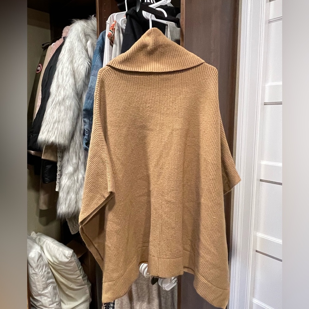 Pullover turtleneck poncho sweater